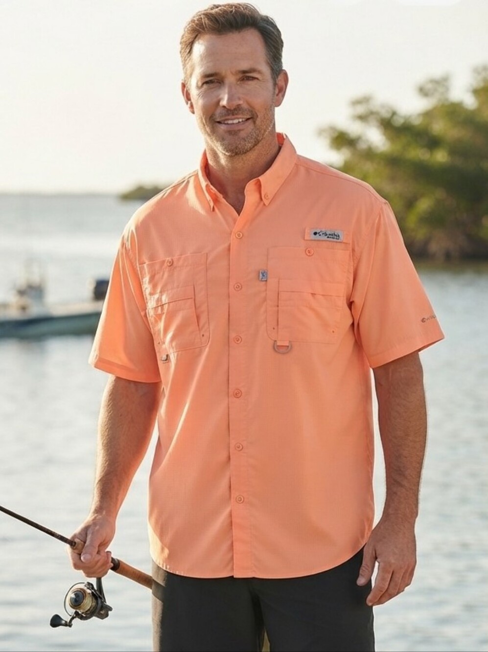 Columbia Men's PFG Tamiami II Short Sleeve Shirt Nectar Peach XXL (Flaws)